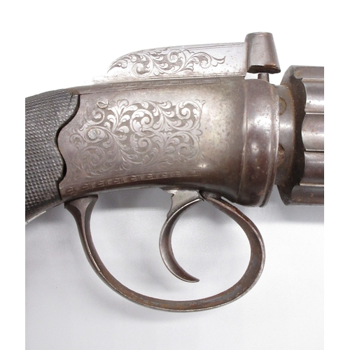 11 - Six shot 80 bore percussion pepperbox revolver, by Snowden of Alnwick, 3.5