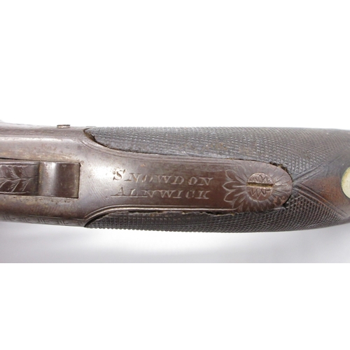 11 - Six shot 80 bore percussion pepperbox revolver, by Snowden of Alnwick, 3.5
