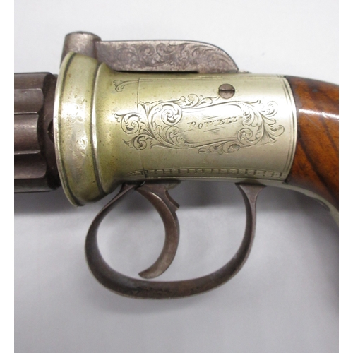 13 - Six shot 120 bore percussion pepperbox revolver by Powell, 2.75