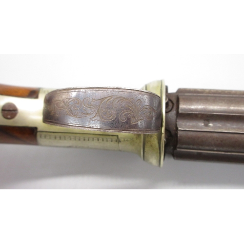 13 - Six shot 120 bore percussion pepperbox revolver by Powell, 2.75