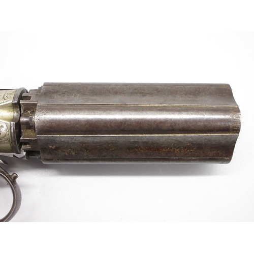 14 - Four shot 58 bore pepperbox revolver by Maybury, 3.5