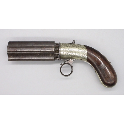 14 - Four shot 58 bore pepperbox revolver by Maybury, 3.5