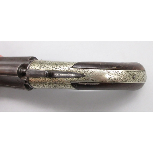 14 - Four shot 58 bore pepperbox revolver by Maybury, 3.5