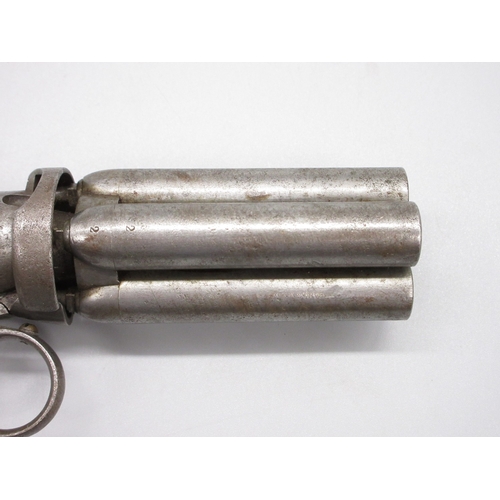 15 - Belgian four barrelled percussion pepperbox revolver pistol, 3