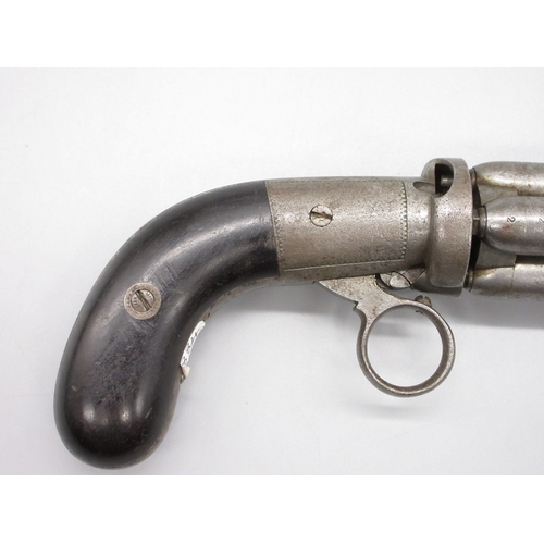15 - Belgian four barrelled percussion pepperbox revolver pistol, 3