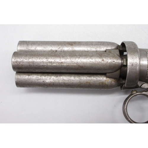 15 - Belgian four barrelled percussion pepperbox revolver pistol, 3