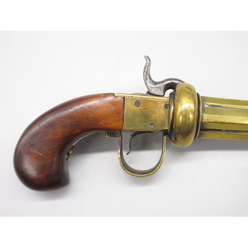 16 - Four shot .31 Swedish percussion pepperbox hand rotated pistol, 3