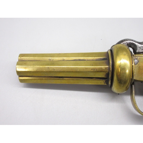 16 - Four shot .31 Swedish percussion pepperbox hand rotated pistol, 3