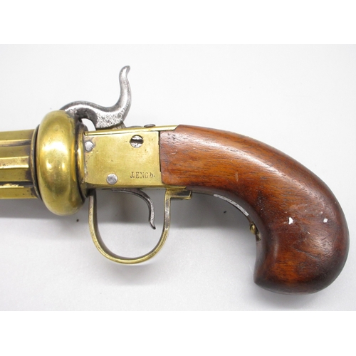16 - Four shot .31 Swedish percussion pepperbox hand rotated pistol, 3