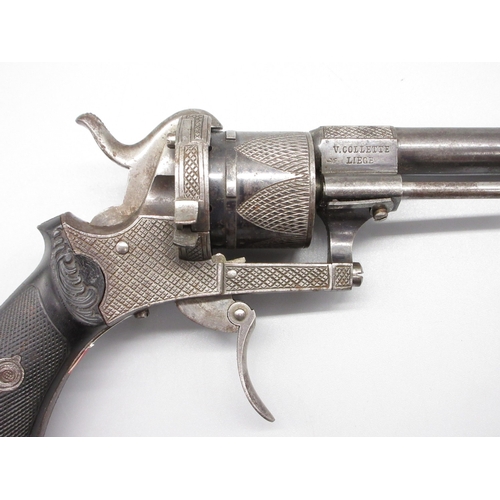 5 - Small Belgian 7mm six shot pinfire revolver, 3.5