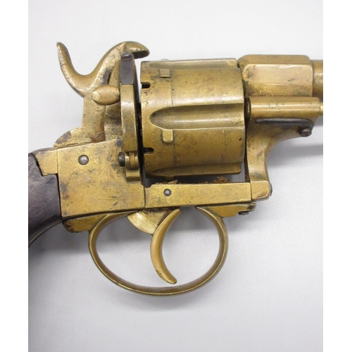 6 - All bronze 11mm six shot pinfire revolver, 3.5