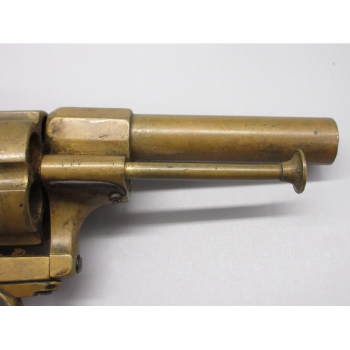6 - All bronze 11mm six shot pinfire revolver, 3.5