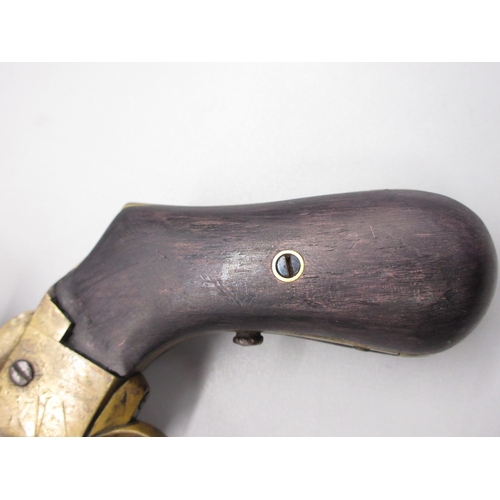 6 - All bronze 11mm six shot pinfire revolver, 3.5