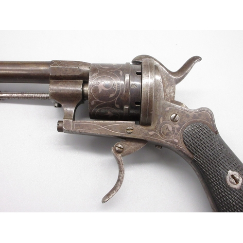 7 - Small six shot 6mm pinfire revolver, 3.5