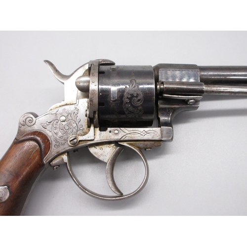 9 - Belgian pinfire six shot revolver, 4.25