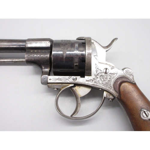 9 - Belgian pinfire six shot revolver, 4.25