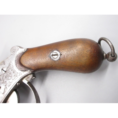 9 - Belgian pinfire six shot revolver, 4.25
