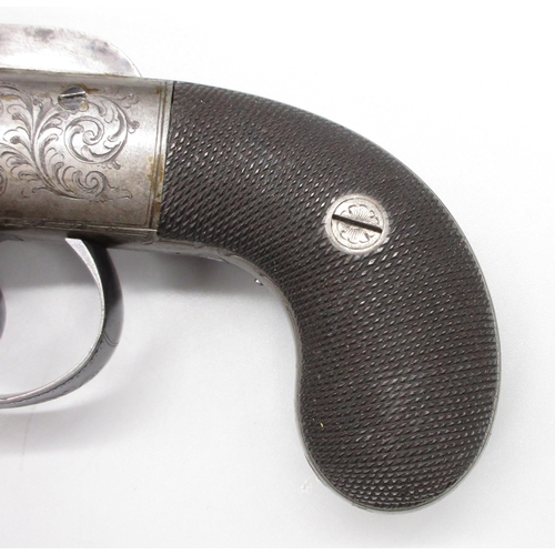 17 - Fine cased six shot Williams & Powell 100 bore percussion pepperbox revolver, 2.25