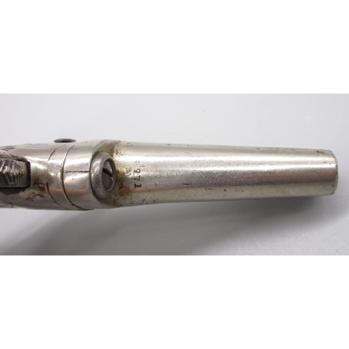 19 - Unnamed nickel plated American National .41 rimfire Derringer pistol, sn.5971, 12.5cm overall

Shipp... 
