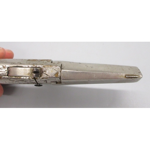 19 - Unnamed nickel plated American National .41 rimfire Derringer pistol, sn.5971, 12.5cm overall

Shipp... 