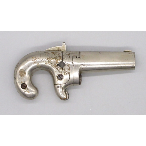 19 - Unnamed nickel plated American National .41 rimfire Derringer pistol, sn.5971, 12.5cm overall

Shipp... 