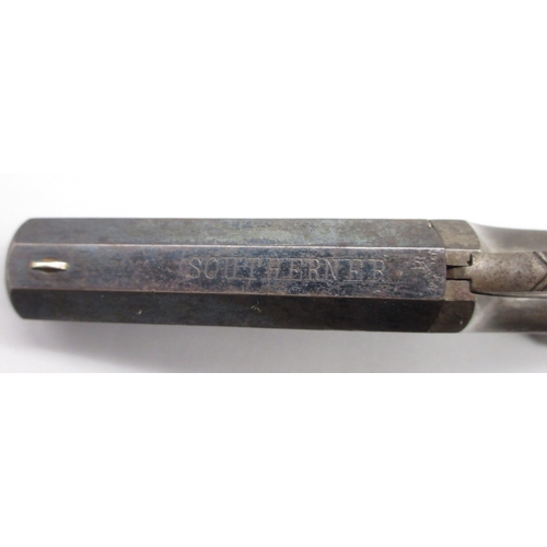 21 - Southerner single shot .41 rimfire Derringer pistol by `Brown MFG Co Newburyport Mass. Pat Apr 9 186... 