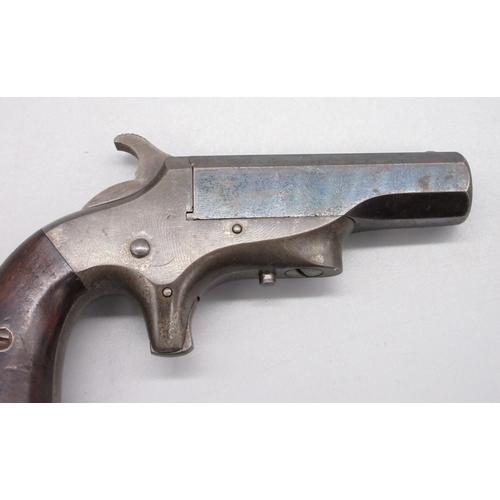 21 - Southerner single shot .41 rimfire Derringer pistol by `Brown MFG Co Newburyport Mass. Pat Apr 9 186... 