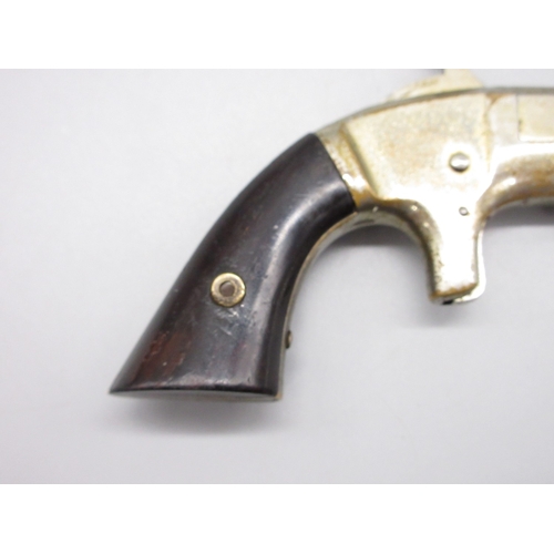 22 - Unnamed Merwin & Bray .30 rimfire single shot Derringer pistol, nickel plated with 3.5