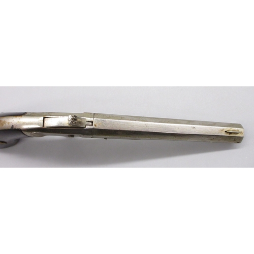 22 - Unnamed Merwin & Bray .30 rimfire single shot Derringer pistol, nickel plated with 3.5
