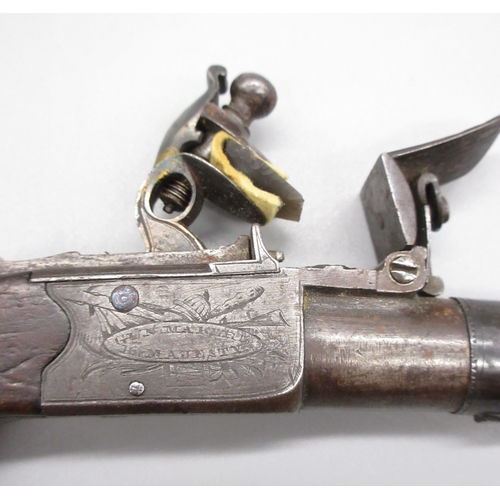 26 - Cased pair of 40 bore flintlock pocket pistols with folding triggers by `H.W.MORTIMER LONDON, Gun Ma... 