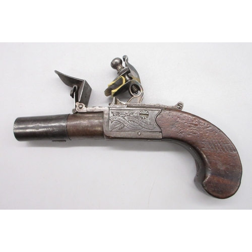 26 - Cased pair of 40 bore flintlock pocket pistols with folding triggers by `H.W.MORTIMER LONDON, Gun Ma... 
