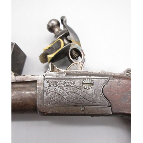 26 - Cased pair of 40 bore flintlock pocket pistols with folding triggers by `H.W.MORTIMER LONDON, Gun Ma... 