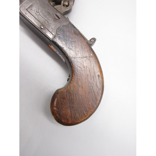 27 - Flintlock 40 bore pocket pistol with folding trigger by `Styan Manchester', 1.75