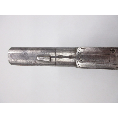 28 - Flintlock 36 bore pocket pistol with folding trigger by `Dunderdale & Mabson', 1.75
