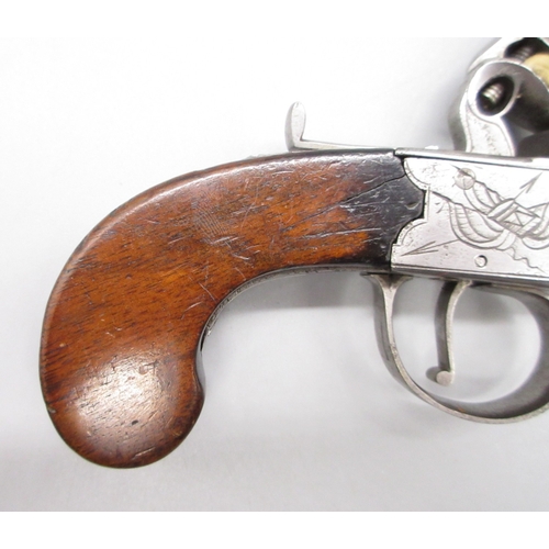 29 - Flintlock 40 bore pocket pistol by `Smith', 1.75
