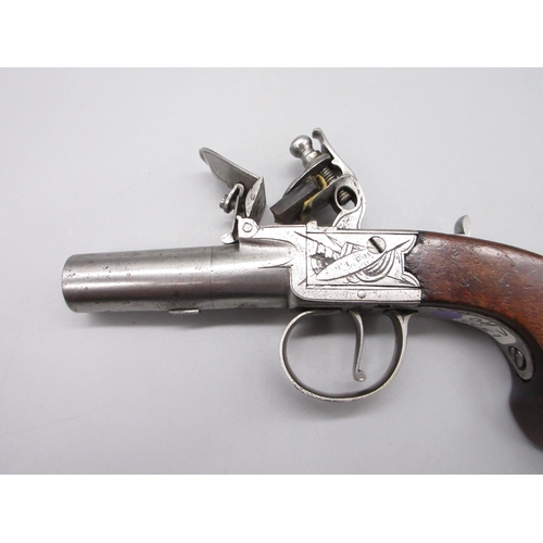 29 - Flintlock 40 bore pocket pistol by `Smith', 1.75