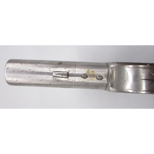 29 - Flintlock 40 bore pocket pistol by `Smith', 1.75