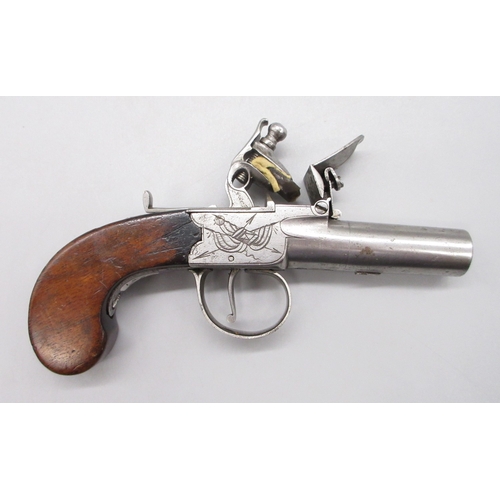 29 - Flintlock 40 bore pocket pistol by `Smith', 1.75