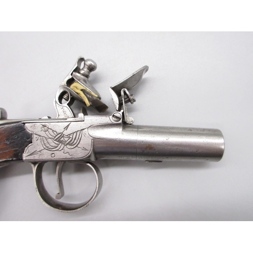 29 - Flintlock 40 bore pocket pistol by `Smith', 1.75