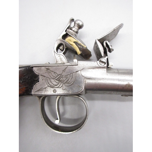 29 - Flintlock 40 bore pocket pistol by `Smith', 1.75