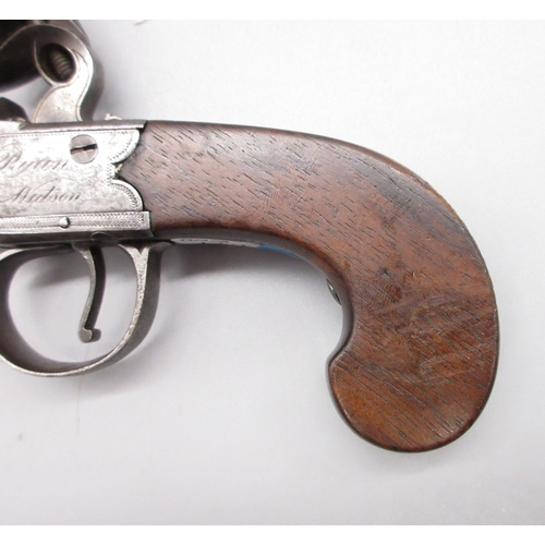 30 - 18th Century flintlock 54 bore pocket pistol by `Ryan & Watson London' 2.5