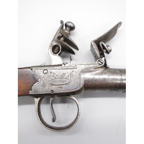 30 - 18th Century flintlock 54 bore pocket pistol by `Ryan & Watson London' 2.5