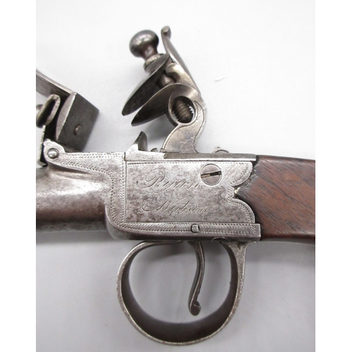 30 - 18th Century flintlock 54 bore pocket pistol by `Ryan & Watson London' 2.5