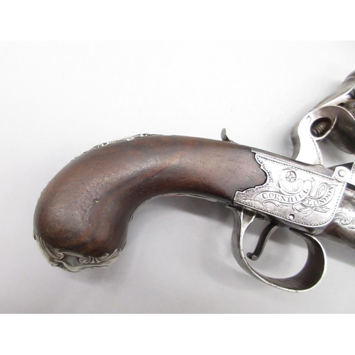 33 - Silver mounted Queen Anne style flintlock cannon barrel pistol by `Heylin Cornhill London', 6