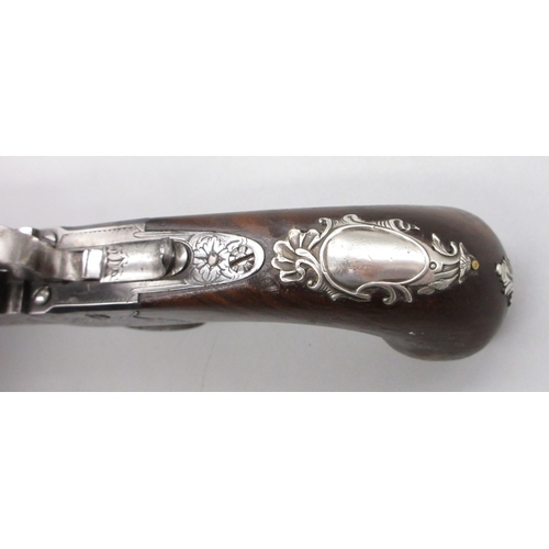 33 - Silver mounted Queen Anne style flintlock cannon barrel pistol by `Heylin Cornhill London', 6