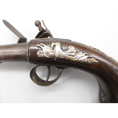 34 - Queen Anne 18 bore flintlock pistol by `G. Gill Richmond', 5.5