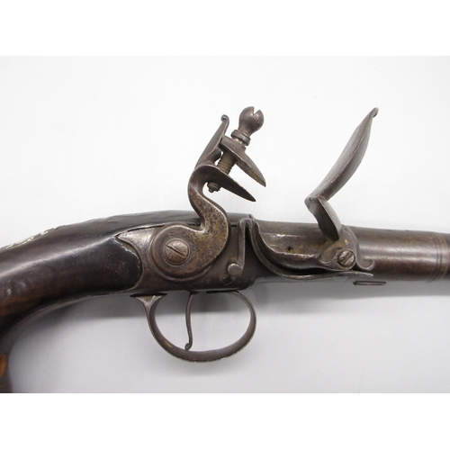 35 - Pair of Queen Anne 20 bore flintlock cannon barrel pistols by `Hawks of Oxford', 6