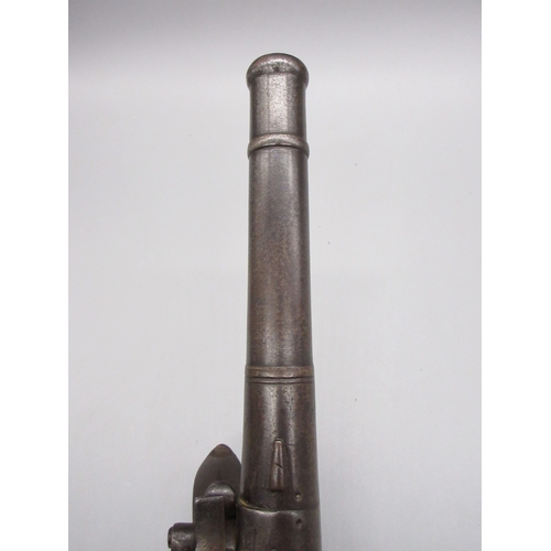 35 - Pair of Queen Anne 20 bore flintlock cannon barrel pistols by `Hawks of Oxford', 6