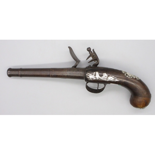 35 - Pair of Queen Anne 20 bore flintlock cannon barrel pistols by `Hawks of Oxford', 6