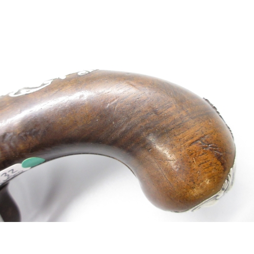 35 - Pair of Queen Anne 20 bore flintlock cannon barrel pistols by `Hawks of Oxford', 6